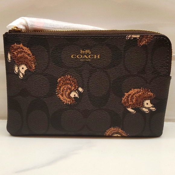 Coach Bags Nwt Coach Corner Zip Wristlet In Signature Canvas With
